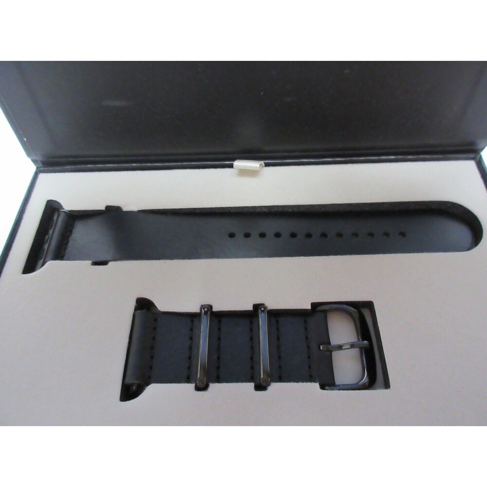 Longvadon Designer Men's Apple Watch Band - Black- Size Medium 42/44
